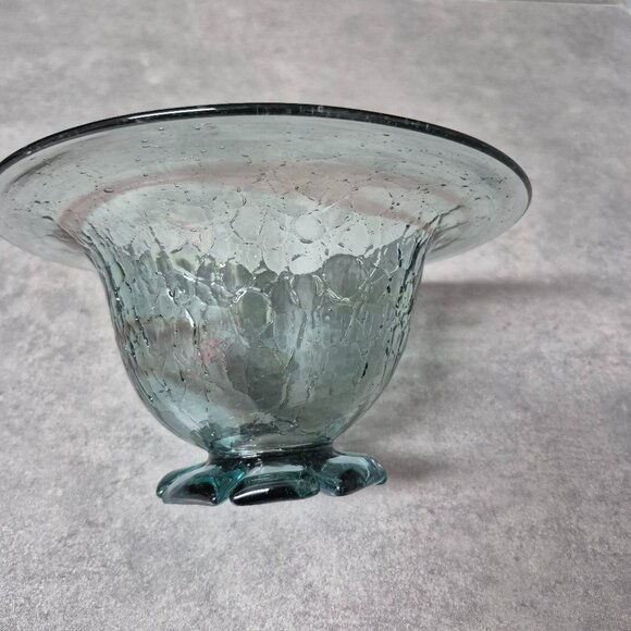 Two Rivers by Michael Robinson Indigenous Artist Art Glass Footed Bowl Vintage - Picture 3 of 6